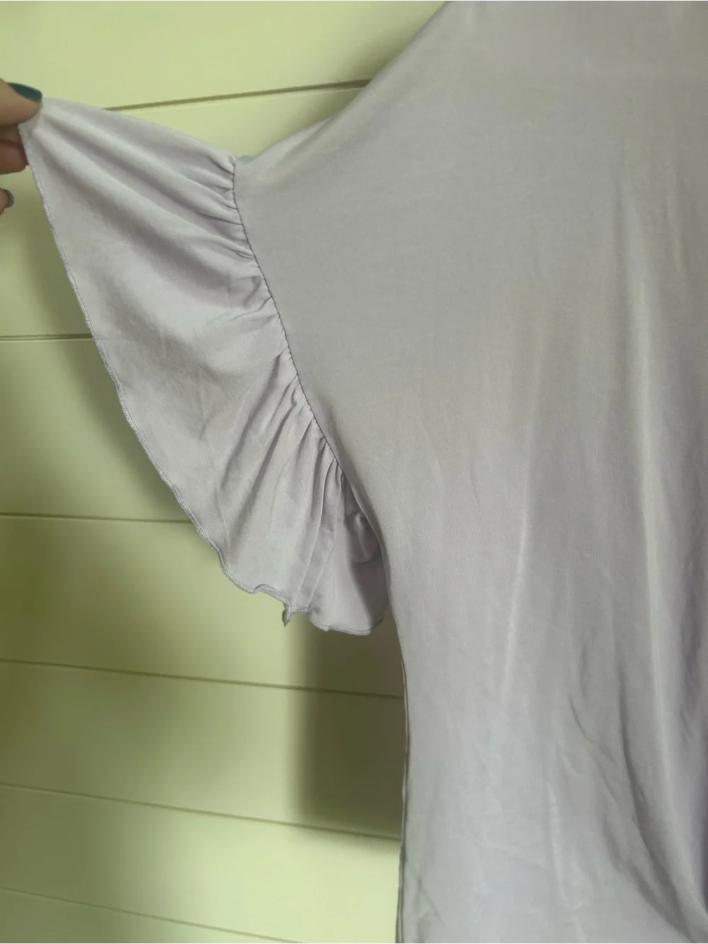 Women's Lavender Tie-Front Ruffle Sleeve Top